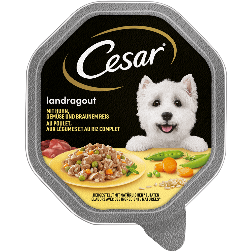 CESAR® Landragout mit Huhn, Gemüse und braunem Reis, Schale 150g - 1