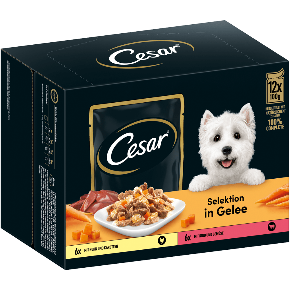 CESAR® Selektion in Gelee, 2 Varietäten, Portionsbeutel 12 x 100g - 1