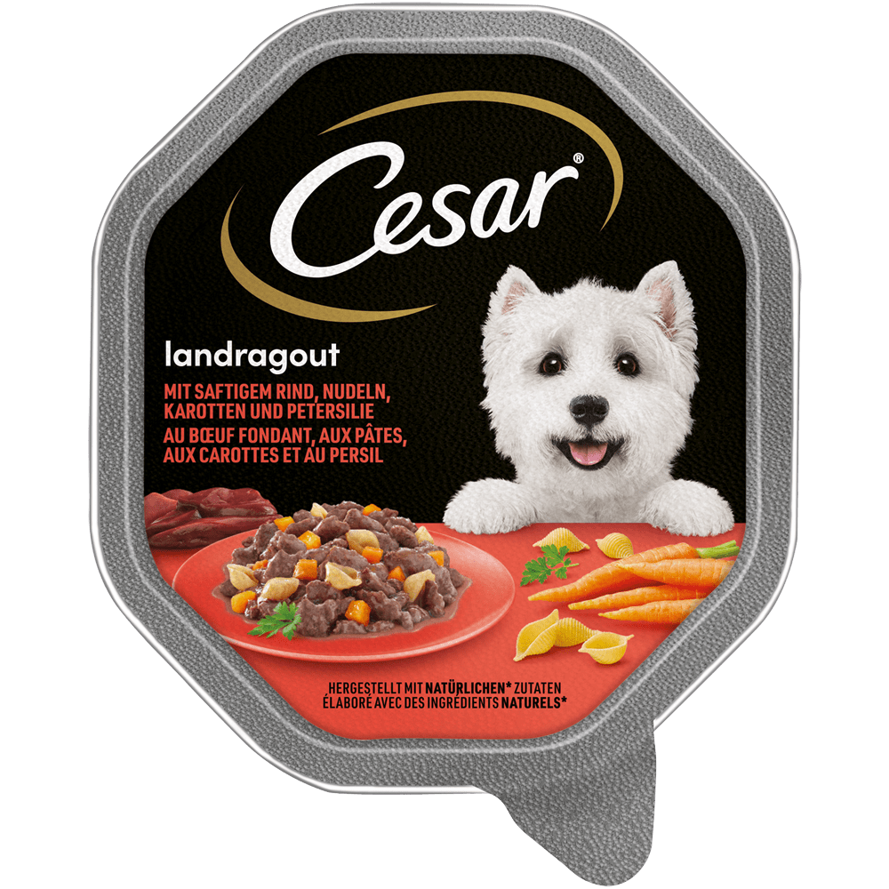 CESAR® Landragout mit Rind, Nudeln und Karotten, Schale 150g - 1