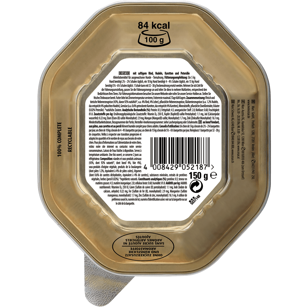 CESAR® Landragout mit Rind, Nudeln und Karotten, Schale 150g - 2