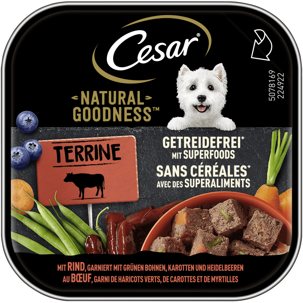 CESAR® NATURAL GOODNESS™ Terrine mit Rind, getreidefrei, mit Superfoods, Schale 100g - 1