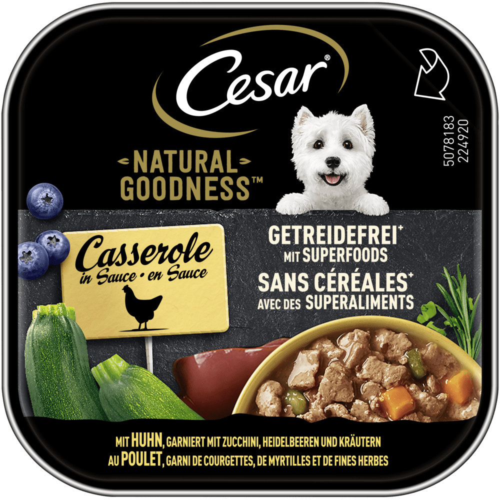 CESAR® NATURAL GOODNESS™ Casserole in Sauce, getreidefrei, mit Superfoods, Schale 100g - 1