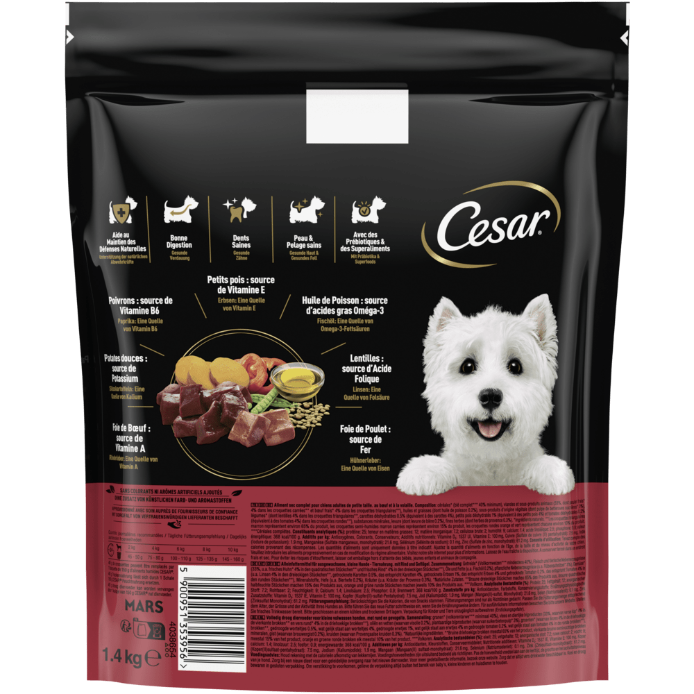 CESAR® Rind & Geflügel Trockenfutter für kleine Hunde, 1,4kg - 2