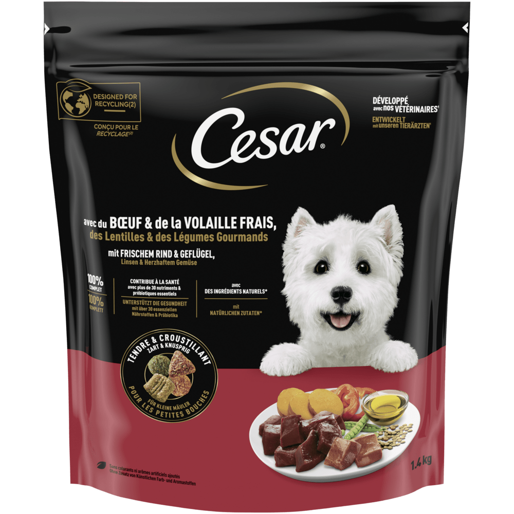 CESAR® Rind & Geflügel Trockenfutter für kleine Hunde, 1,4kg - 1